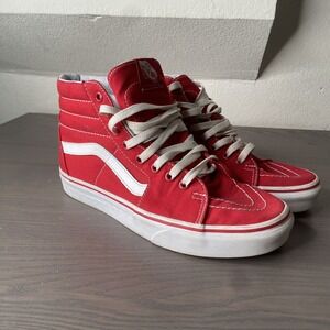 Vans Off The‎ Wall Sk8-Hi Sneakers Shoes Mens Size 7 Red Preowned Stain